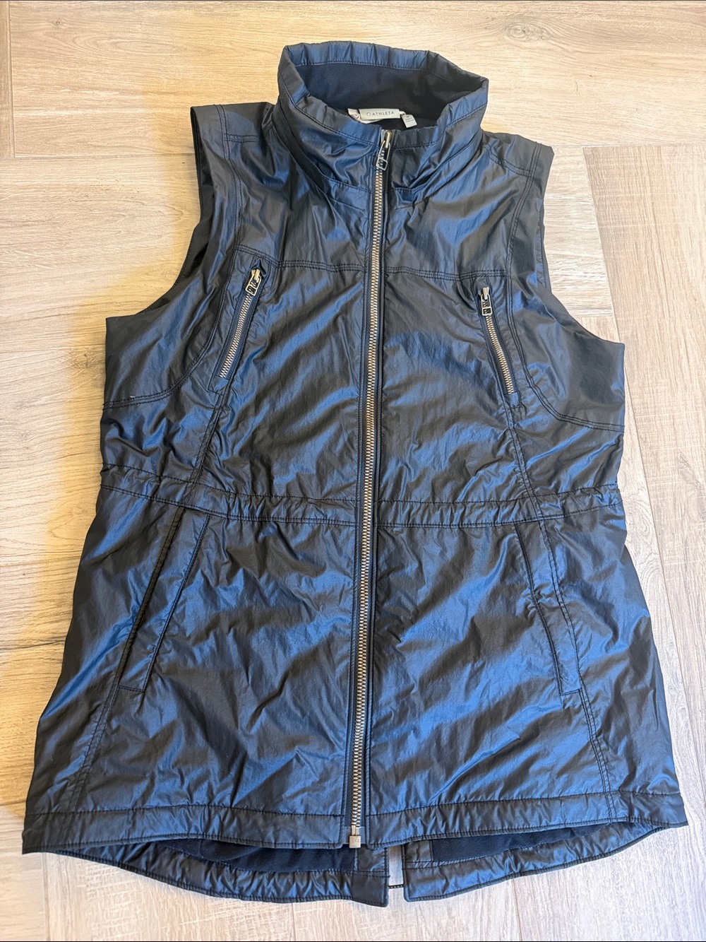 Athleta Black Stand-Collar Zip-Up Vest